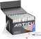 ARTIFY Alcohol Brush Markers, Brush & Chisel Dual Tips Professional Artist Art Markers, Drawing Marker with Carrying Case for Adult Coloring (Set of 108 in gift packaging, Universal Colors)